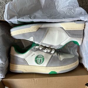 Sergio Tacchini White and Gray Sneakers with Green Accents